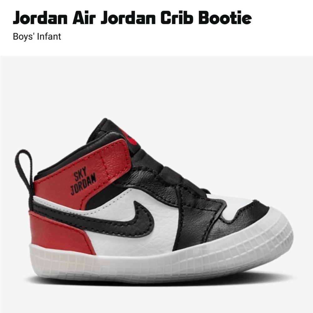 Nike Air Jordan Infant Crib Bootie - Black, White, Red